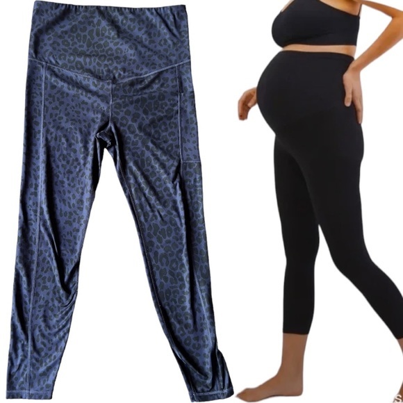 GAP Maternity Leggings Size Medium Blue Cheetah - Picture 1 of 9